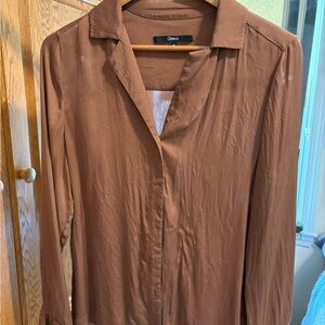 Quince Rust Brown Satin Shirt